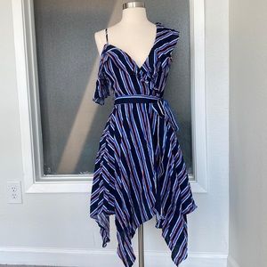 Flutter handkerchief striped wrap dress